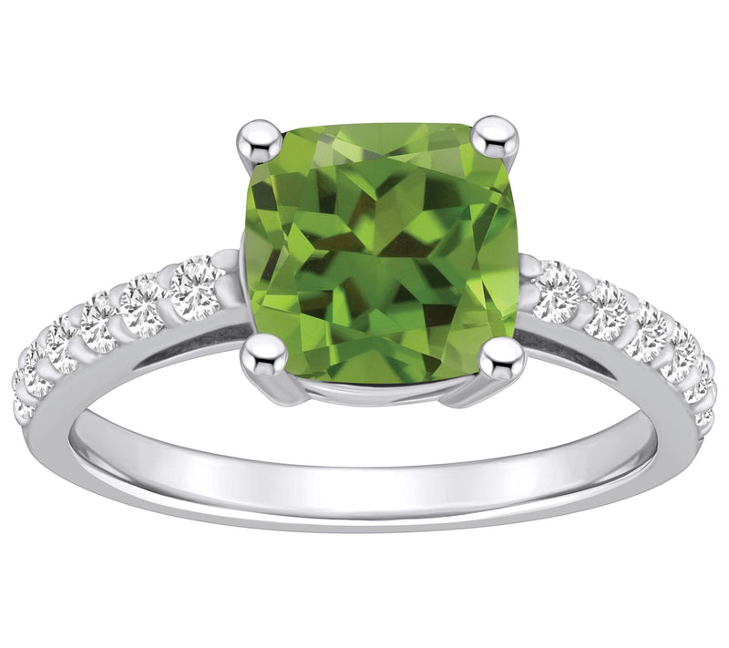 Affinity Gems Cushion Gemstone & Diamond Ring, 14K Gold — View 11