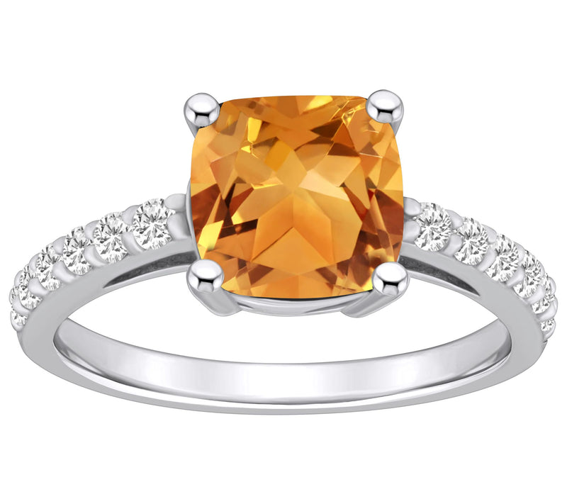 Affinity Gems Cushion Gemstone & Diamond Ring, 14K Gold — View 9