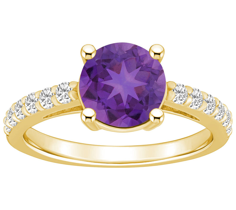Affinity Gems Round Gemstone & Diamond Ring, 14K Gold — View 3