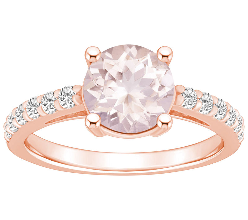 Affinity Gems Round Morganite & Diamond Ring, 14K Gold — View 3