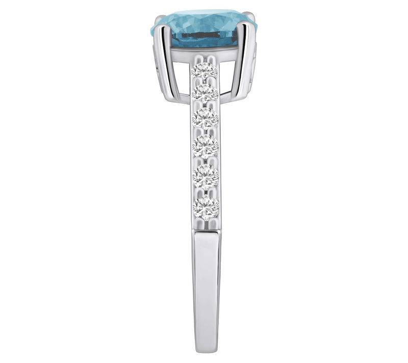 Affinity Gems Round Aquamarine & Diamond Ring, 14K Gold — View 7