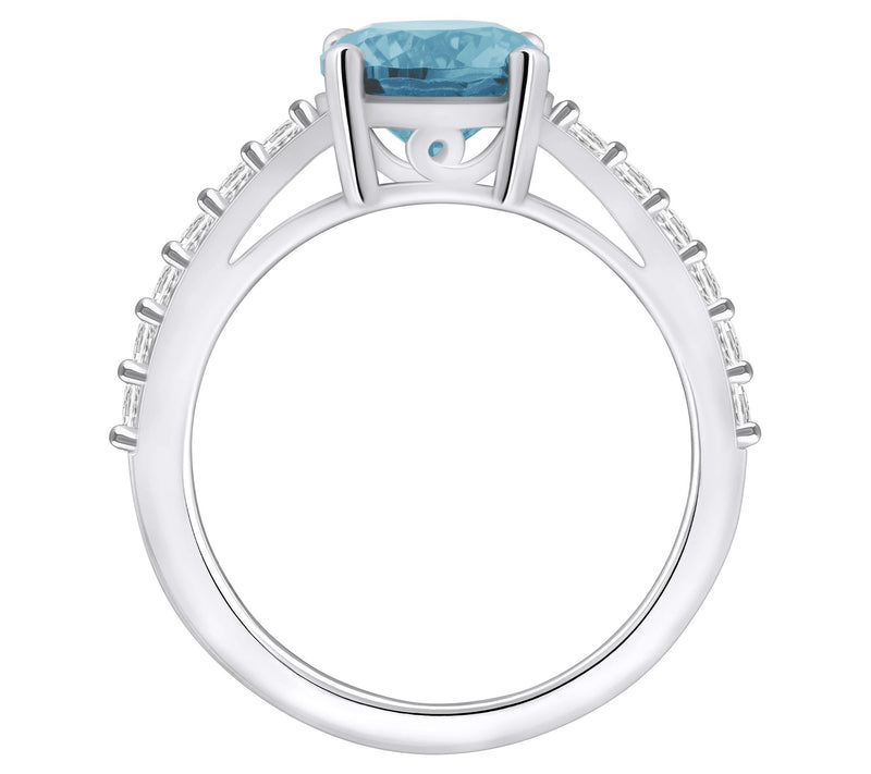 Affinity Gems Round Aquamarine & Diamond Ring, 14K Gold — View 6