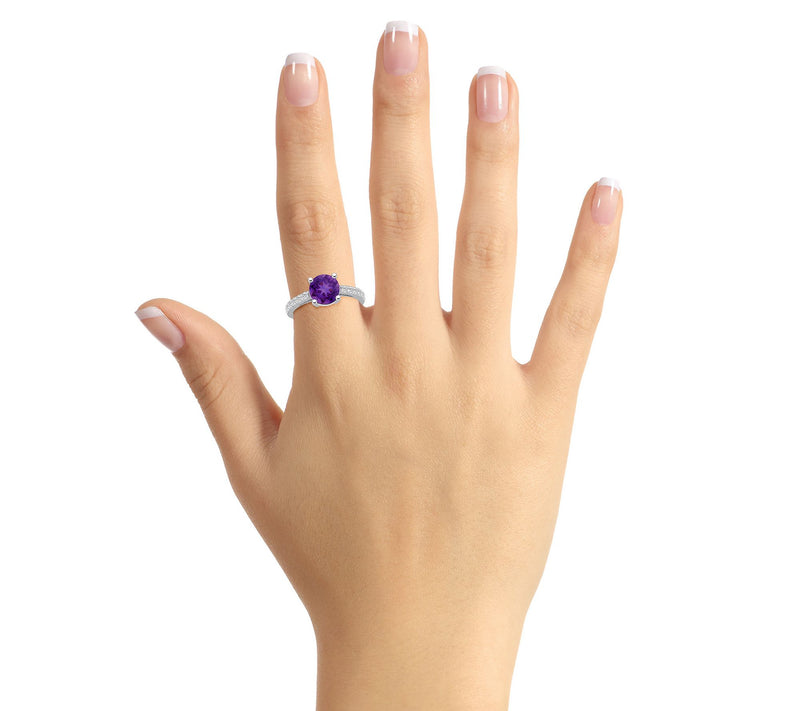 Affinity Gems Round Gemstone & Diamond Ring, 14K Gold — View 14