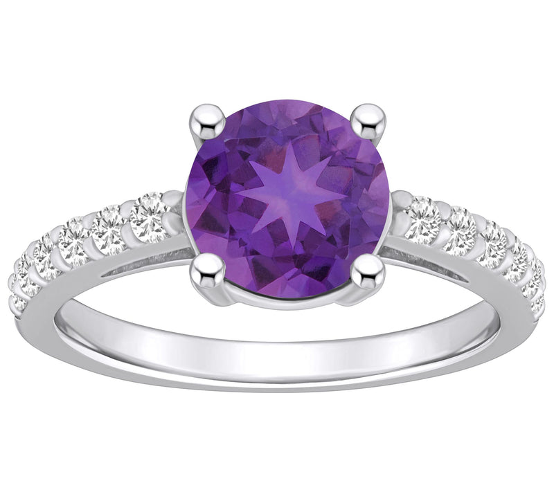 Affinity Gems Round Gemstone & Diamond Ring, 14K Gold — View 3