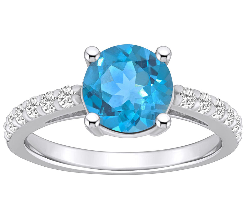 Affinity Gems Round Gemstone & Diamond Ring, 14K Gold — View 5