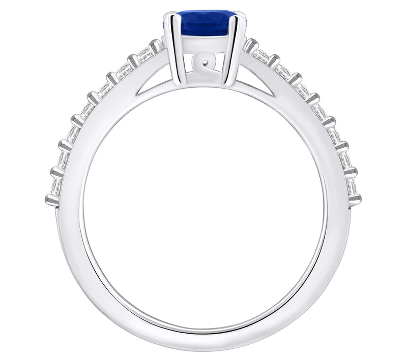 Affinity Gems Round Sapphire & Diamond Ring, 14K Gold — View 6