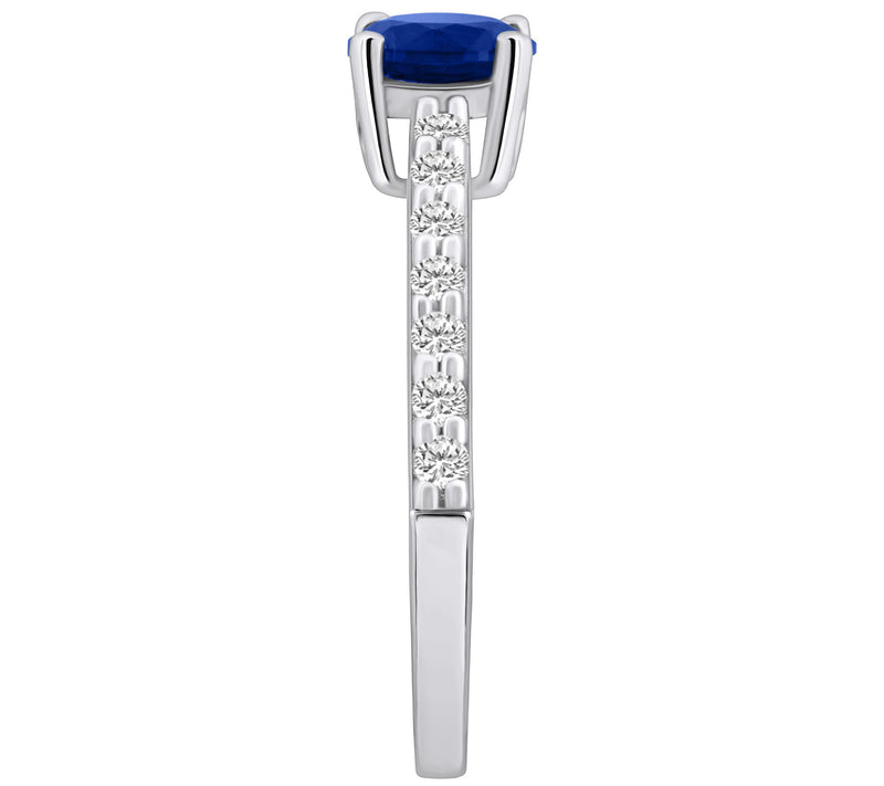 Affinity Gems Round Sapphire & Diamond Ring, 14K Gold — View 7
