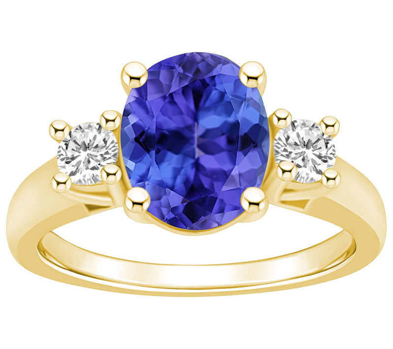 Affinity Gems Oval Cut Tanzanite & Diamond Ring , 14K Gold — View 5
