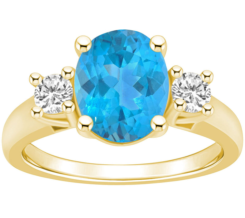 Affinity Gems Oval Gemstone & Diamond Ring, 14KGold — View 5