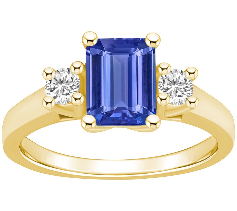 Affinity Gems Emerald Cut Tanzanite & Diamond Ring, 14K Gold — Main view