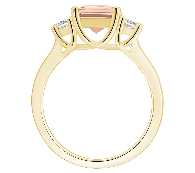 Affinity Gems Emerald Cut Morganite & Diamond Ring, 14K Gold — View 8