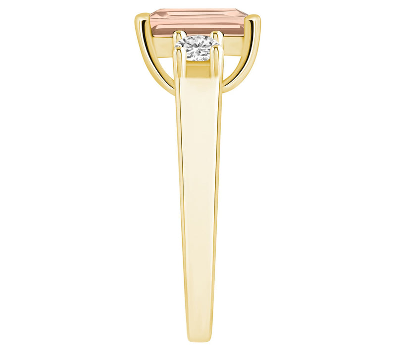 Affinity Gems Emerald Cut Morganite & Diamond Ring, 14K Gold — View 9