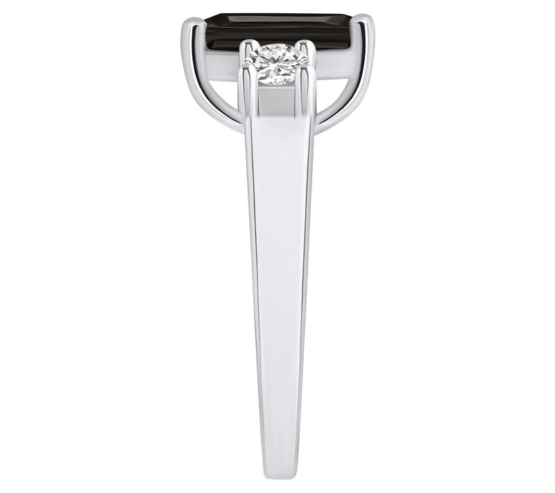 Affinity Gems Emerald Cut Black Agate & DiamondRing, 14K Gold — View 7
