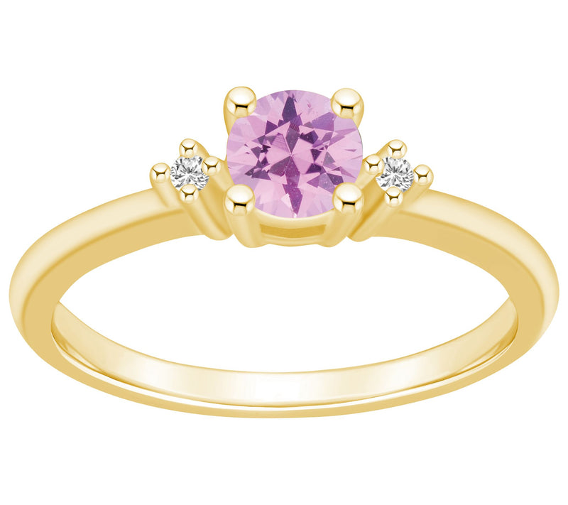 Affinity Gems Round Gemstone & Diamond Ring, 14K Gold — View 5