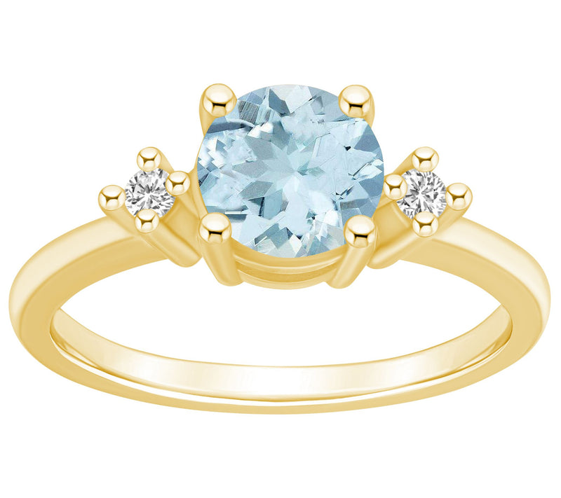 Affinity Gems Round Aquamarine & Diamond Ring, 14K Gold — View 5
