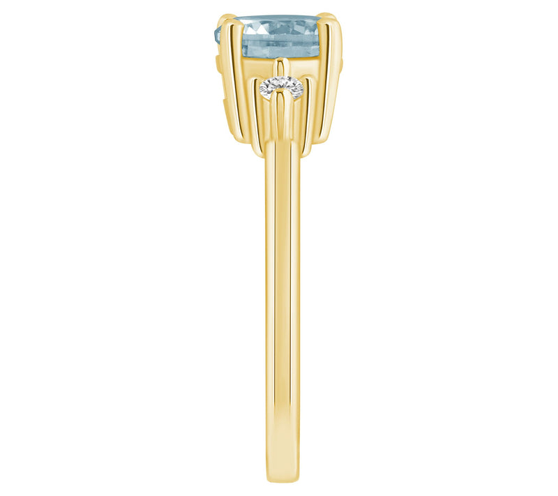 Affinity Gems Round Aquamarine & Diamond Ring, 14K Gold — View 7