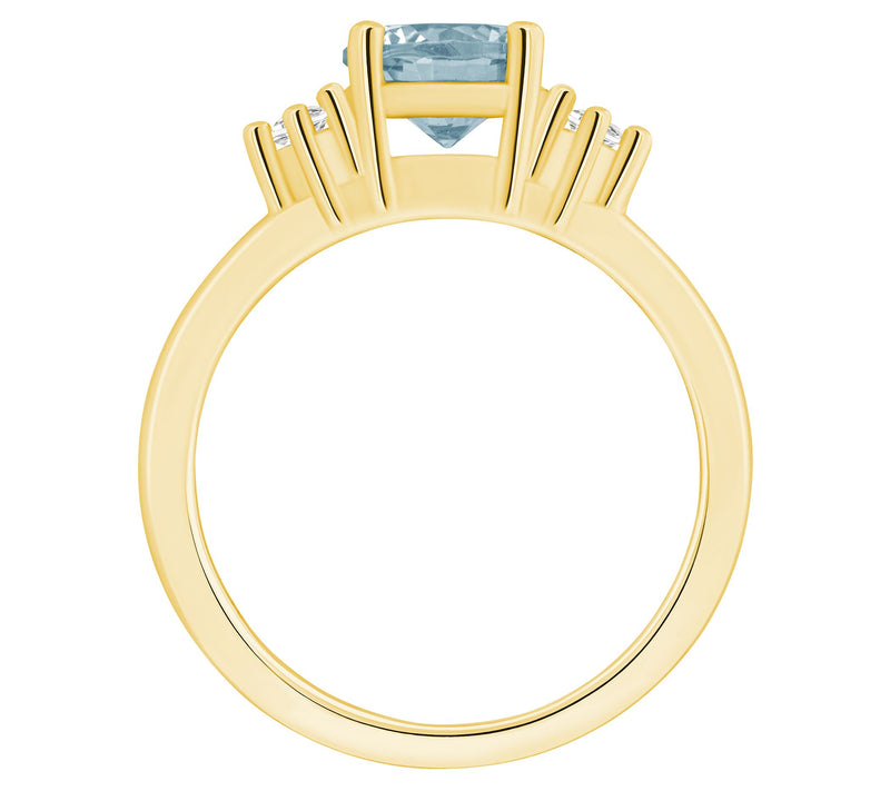 Affinity Gems Round Aquamarine & Diamond Ring, 14K Gold — View 6