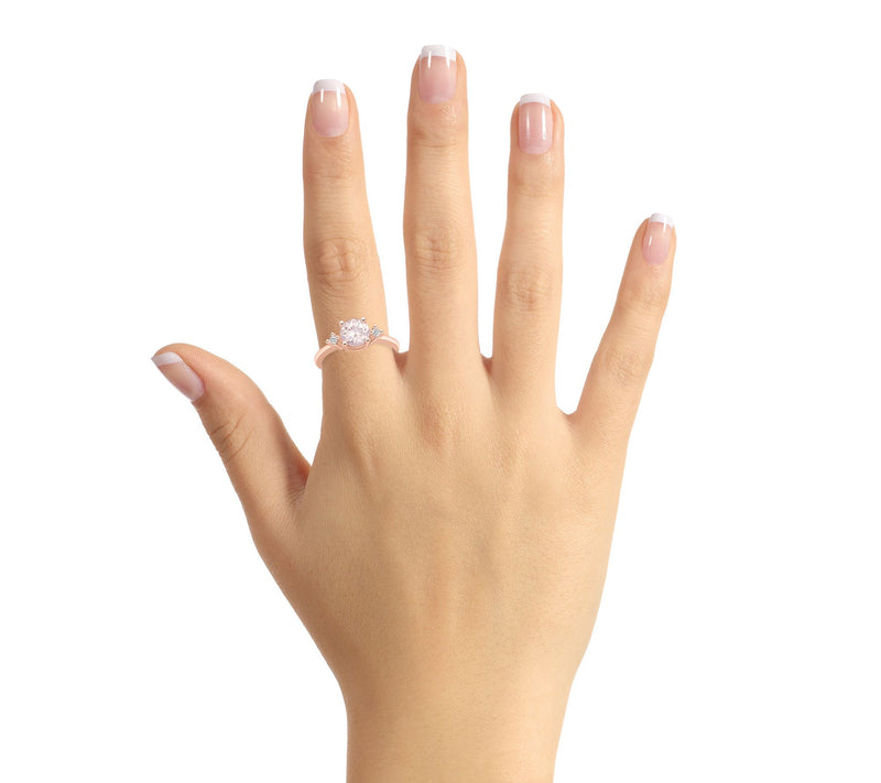 Affinity Gems Round Morganite & Diamond Ring, 14K Gold — View 10