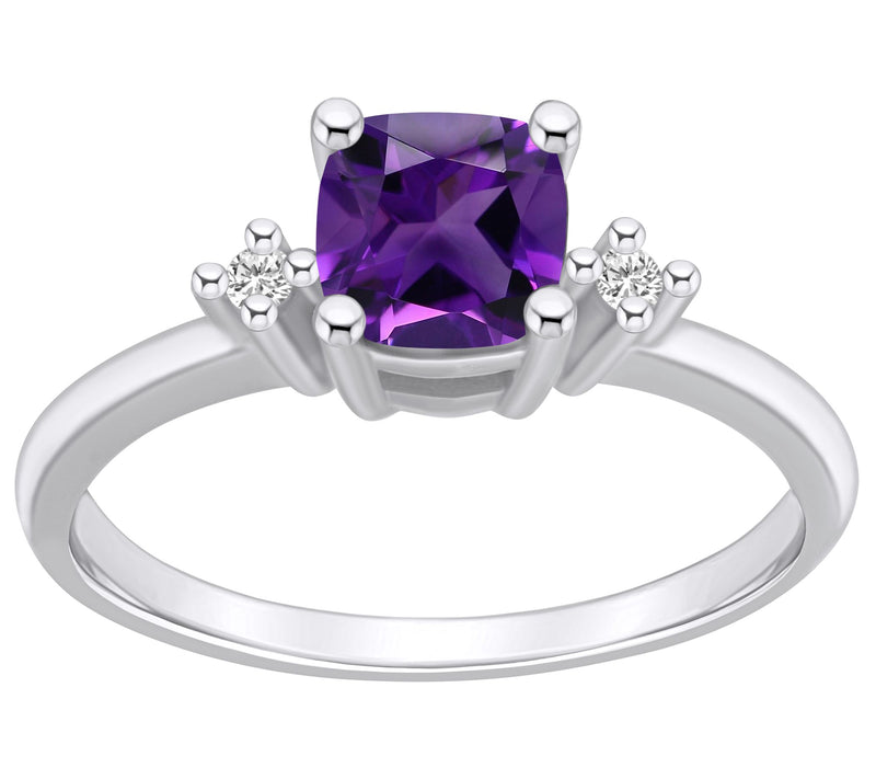 Affinity Gems Cushion Cut Gemstone & Diamond Ring, 14K — Main view