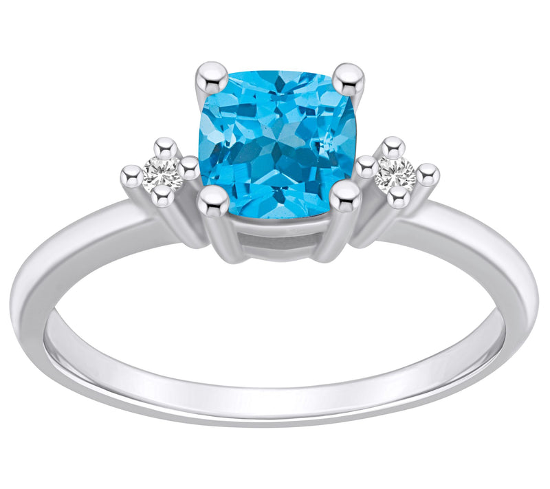 Affinity Gems Cushion Cut Gemstone & Diamond Ring, 14K — View 5
