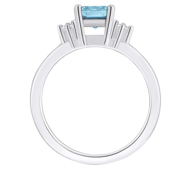 Affinity Gems Cushion Aquamarine & Diamond Ring, 14K Gold — View 6