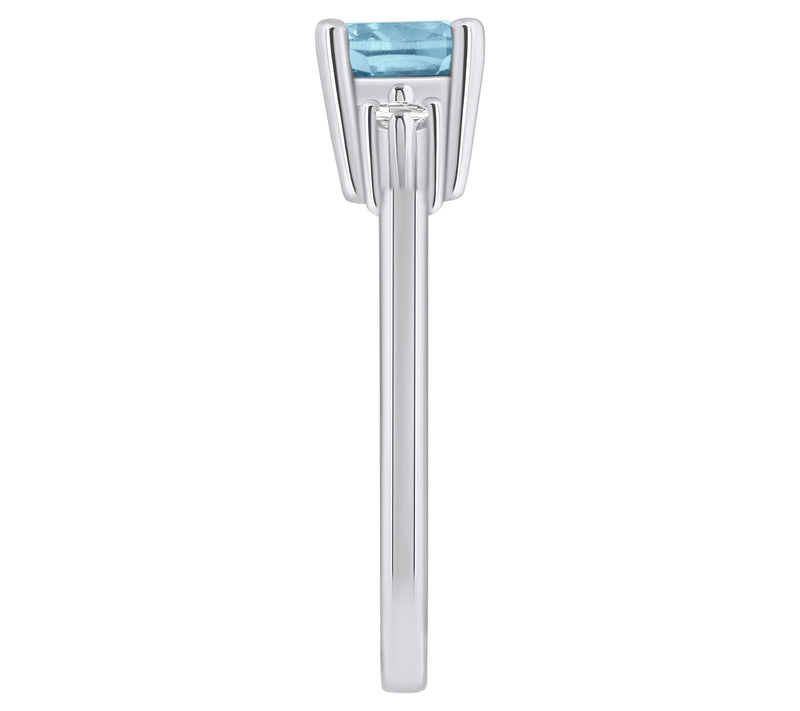 Affinity Gems Cushion Aquamarine & Diamond Ring, 14K Gold — View 7