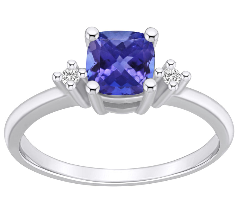Affinity Gems Cushion Tanzanite & Diamond Ring, 14K Gold — View 3