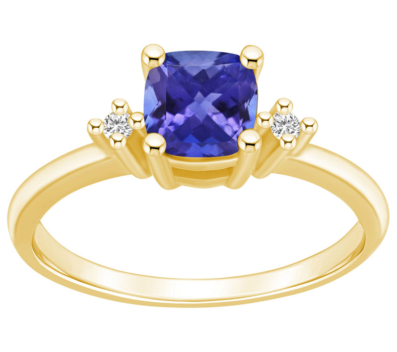 Affinity Gems Cushion Tanzanite & Diamond Ring, 14K Gold — View 5