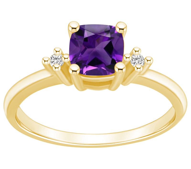 Affinity Gems Cushion Cut Gemstone & Diamond Ring, 14K Gold — View 3