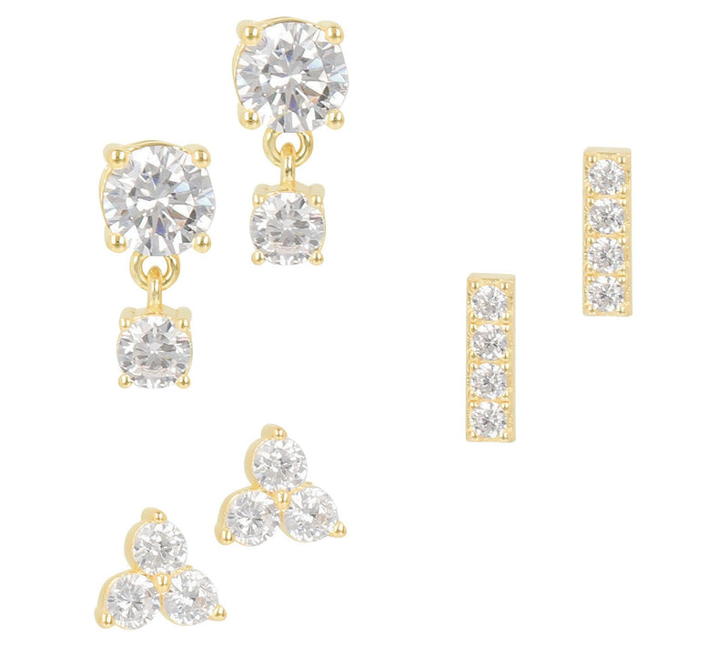 Diamonique Set of 3 Boxed Stud Earrings, Sterli ng Silver — View 5