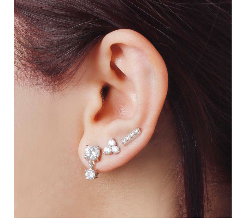 Diamonique Set of 3 Boxed Stud Earrings, Sterli ng Silver — View 7