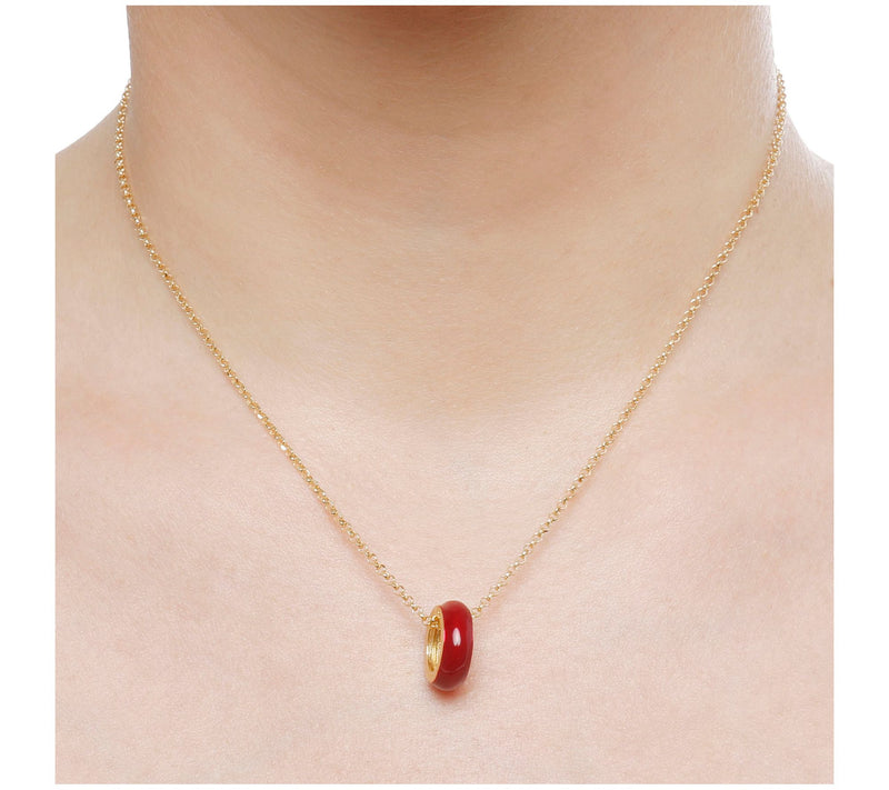 Veronese 18K Plated Enamel Slide Pendant w/ Rolo Link Chain — View 9