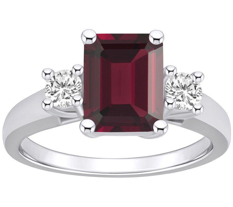 Affinity Gems Emerald-Cut Gemstone & Diamond Ring, 14K Gold — Main view