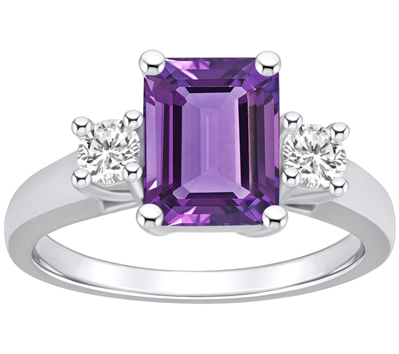 Affinity Gems Emerald-Cut Gemstone & Diamond Ring, 14K Gold — View 3