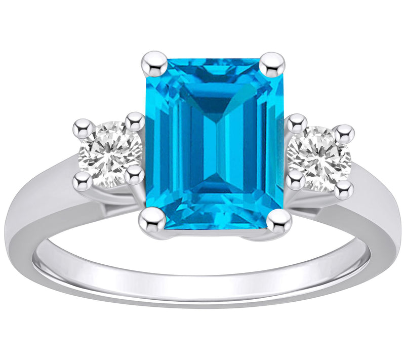 Affinity Gems Emerald-Cut Gemstone & Diamond Ring, 14K Gold — View 5