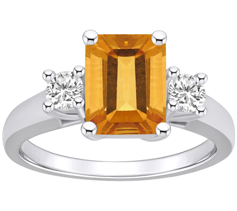 Affinity Gems Emerald-Cut Gemstone & Diamond Ring, 14K Gold — View 7