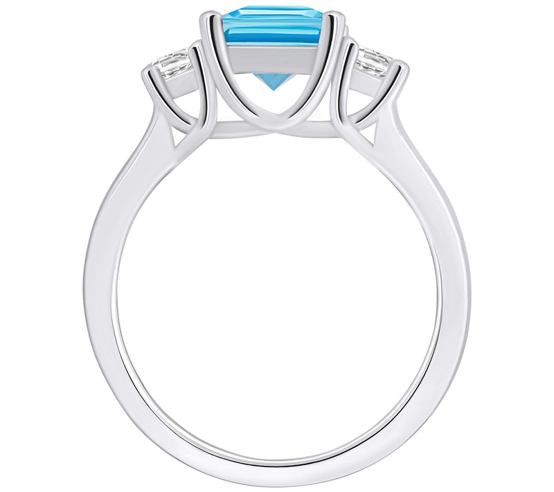 Affinity Gems Emerald Cut Aquamarine & Diamond Ring, 14K Gold — View 6