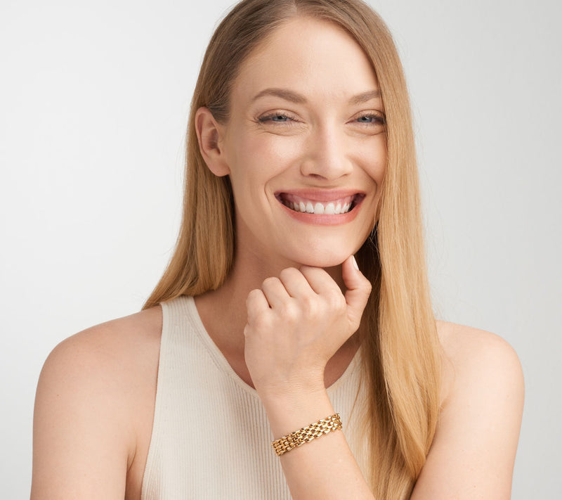 18K Gold Plated Panther Link Bracelet — View 6