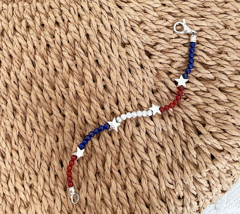 JAI Sterling Silver Patriotic Gemstone Star Bracelet — View 6
