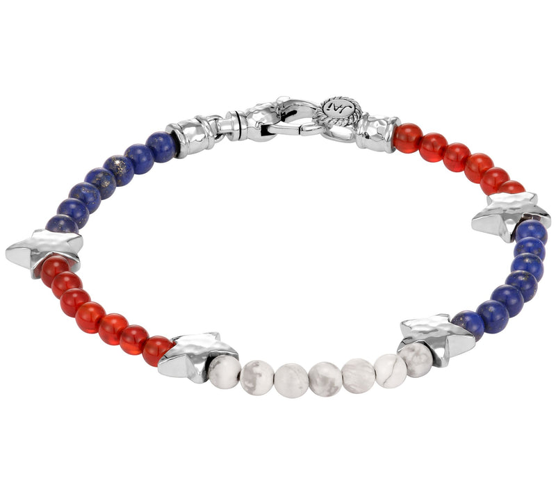 JAI Sterling Silver Patriotic Gemstone Star Bracelet — Main view