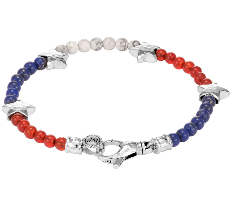 JAI Sterling Silver Patriotic Gemstone Star Bracelet — View 2