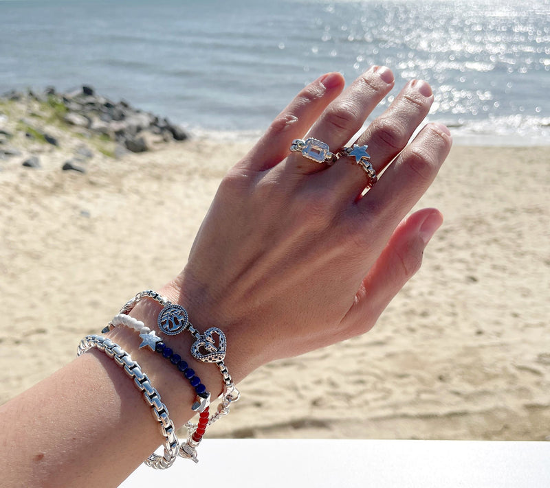 JAI Sterling Silver Patriotic Gemstone Star Bracelet — View 5