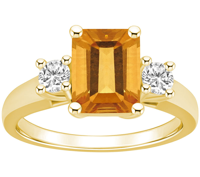 Affinity Gems Emerald-Cut Gemstone & Diamond Ring, 14K Gold — Main view