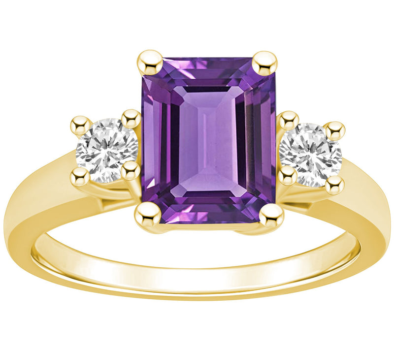 Affinity Gems Emerald-Cut Gemstone & Diamond Ring, 14K Gold — View 3