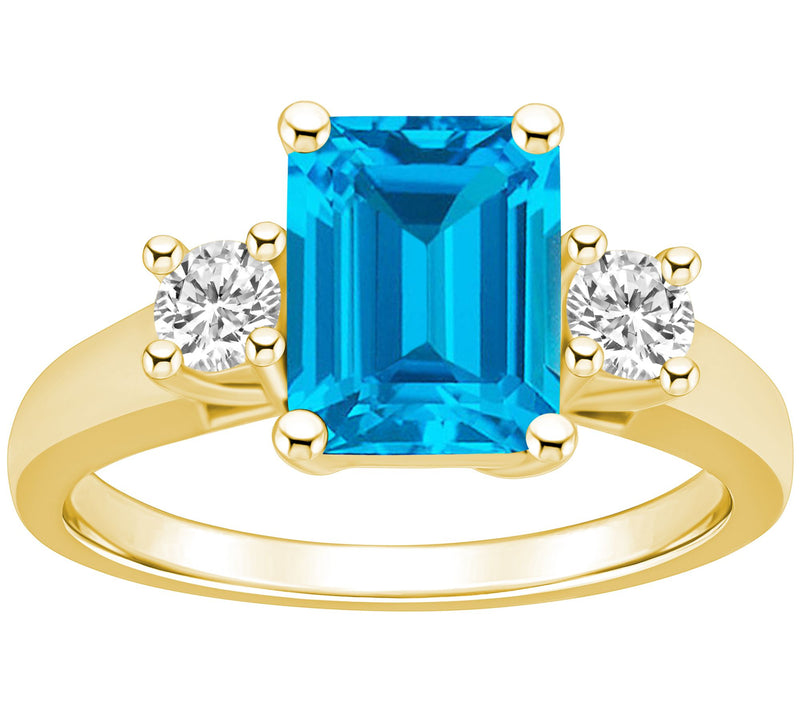 Affinity Gems Emerald-Cut Gemstone & Diamond Ring, 14K Gold — View 5