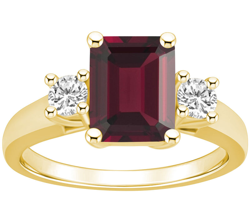 Affinity Gems Emerald-Cut Gemstone & Diamond Ring, 14K Gold — View 9