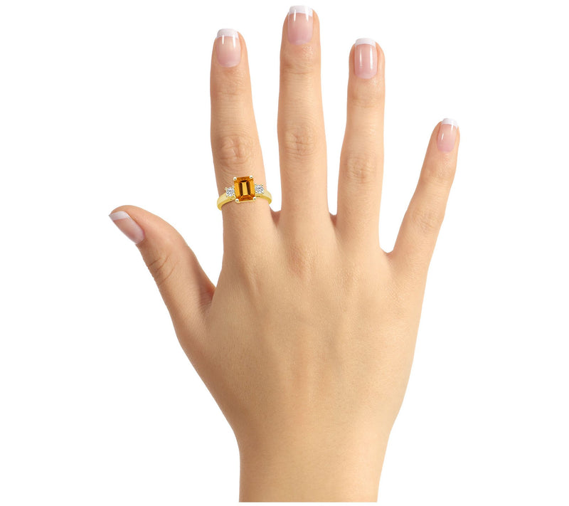 Affinity Gems Emerald-Cut Gemstone & Diamond Ring, 14K Gold — View 14