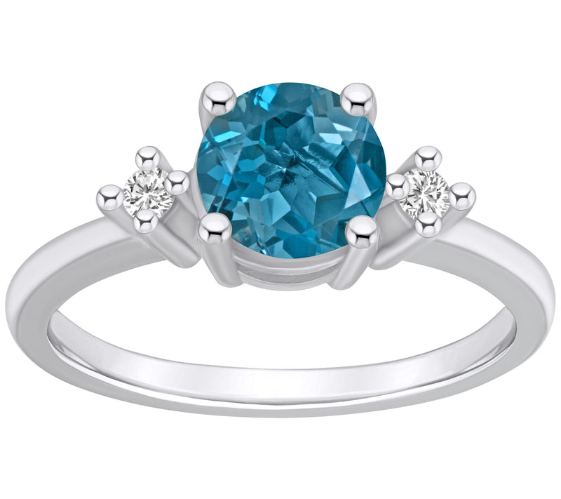 Affinity Gems Round Gemstone & Diamond Ring, 14K White Gold — View 7