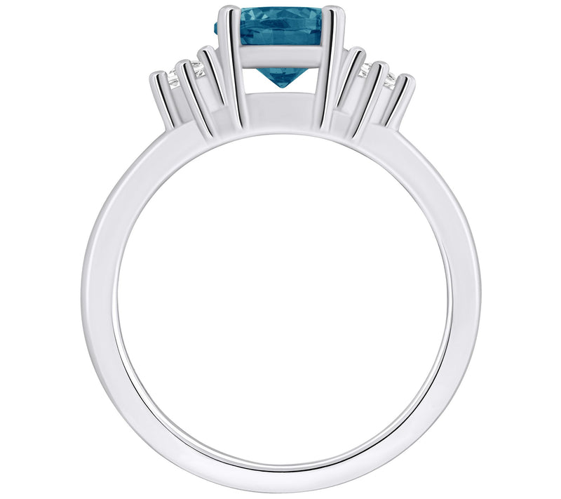Affinity Gems Round Gemstone & Diamond Ring, 14K White Gold — View 15