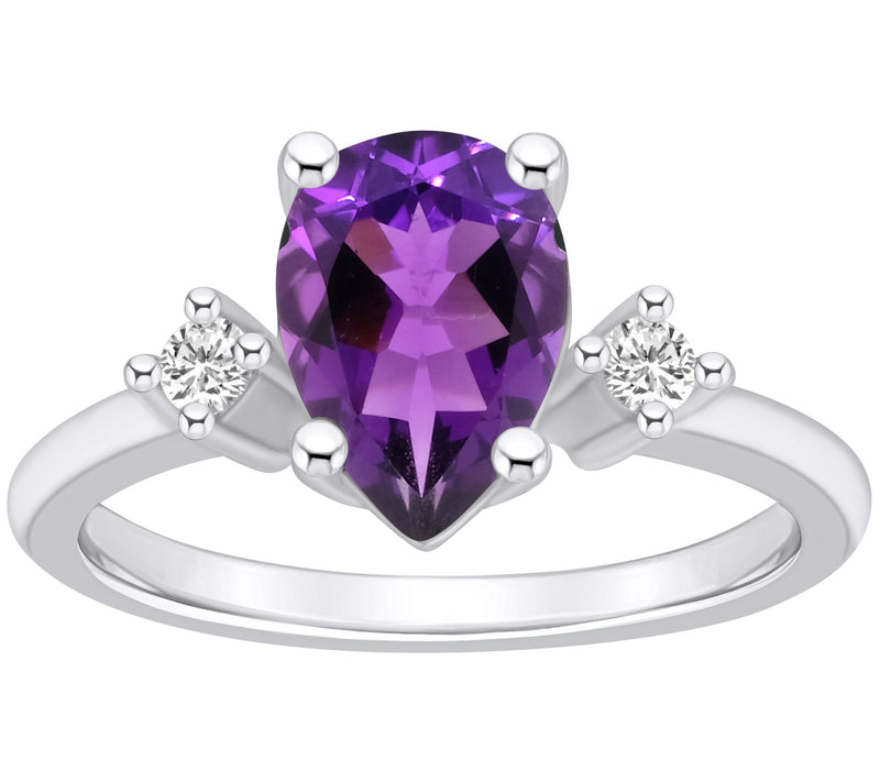 Affinity Gems Pear Gemstone & Diamond Ring, 14K White Gold — View 3